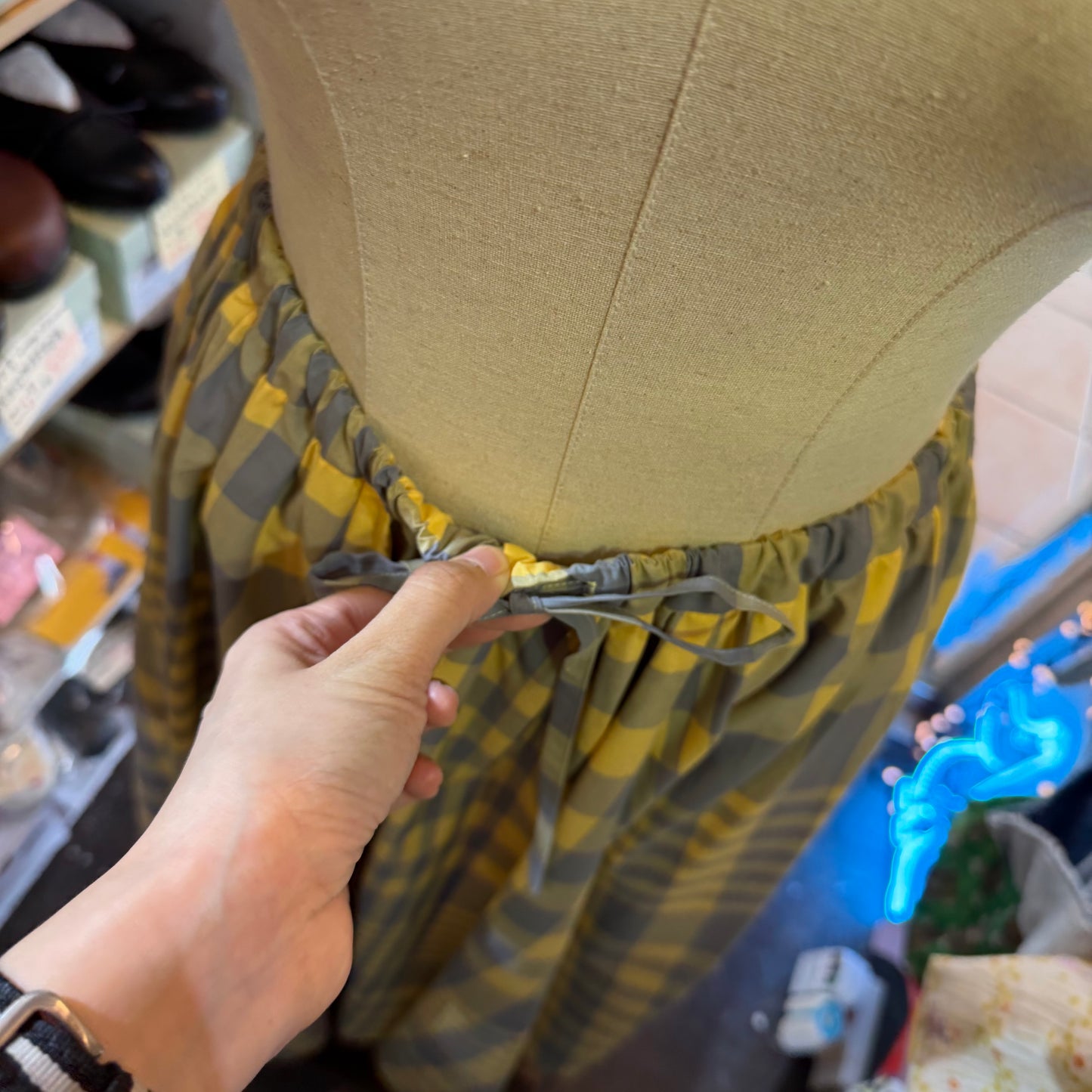 Vent d Ouest Checked Yellow Skirt, made in Japan