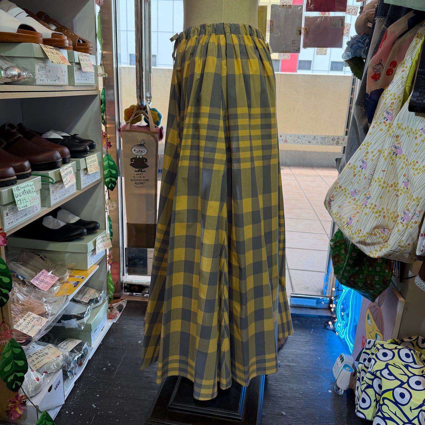 Vent d Ouest Checked Yellow Skirt, made in Japan