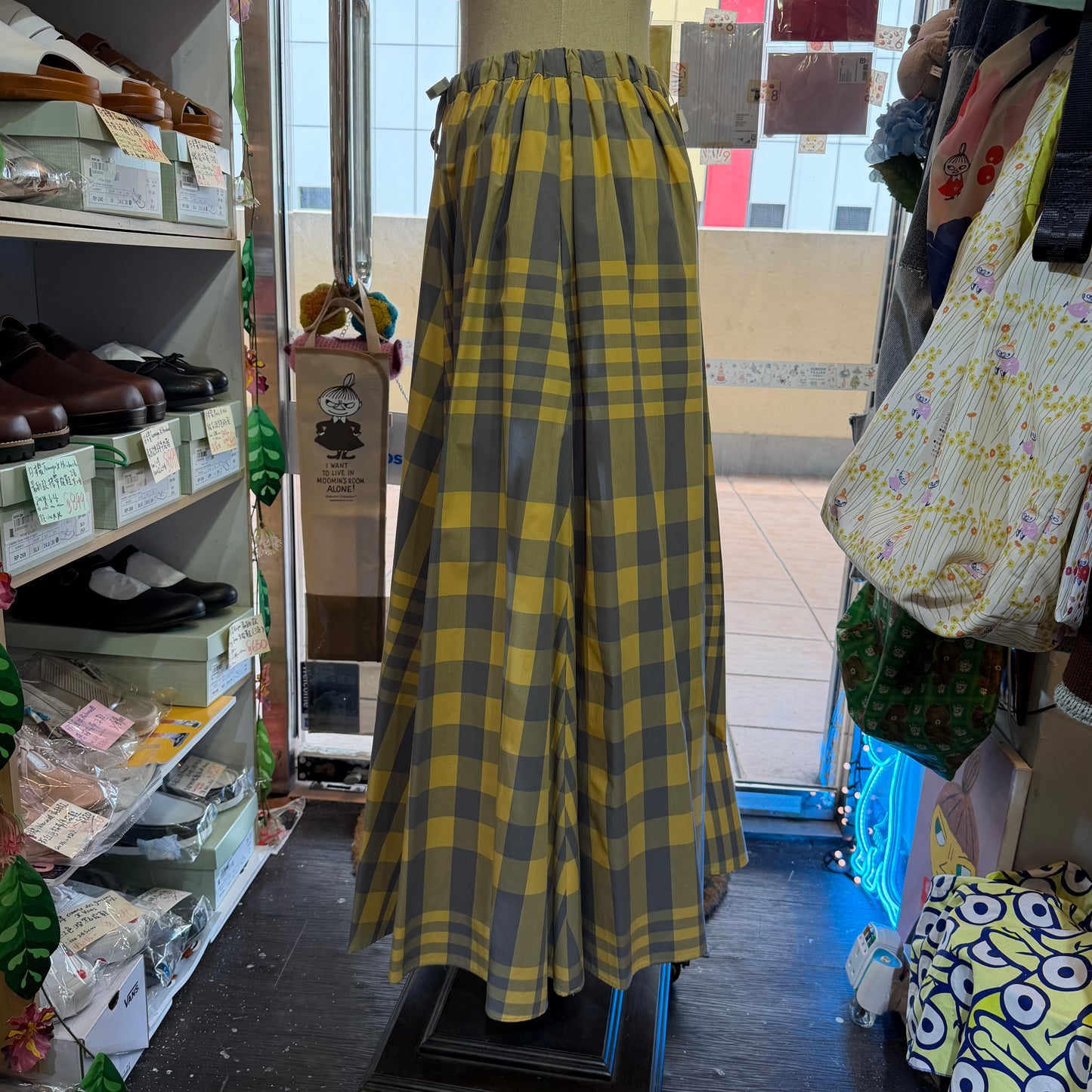 Vent d Ouest Checked Yellow Skirt, made in Japan