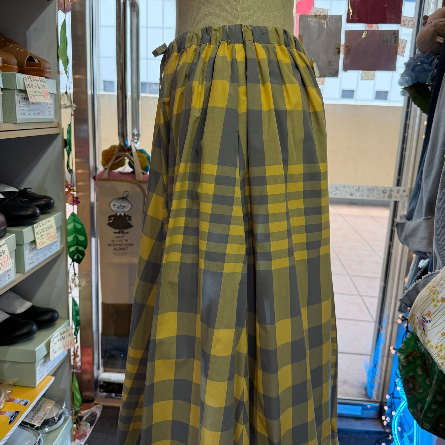 Vent d Ouest Checked Yellow Skirt, made in Japan