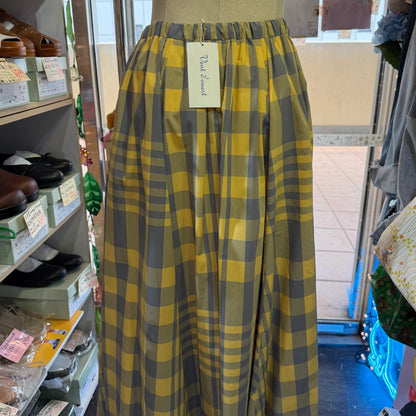 Vent d Ouest Checked Yellow Skirt, made in Japan
