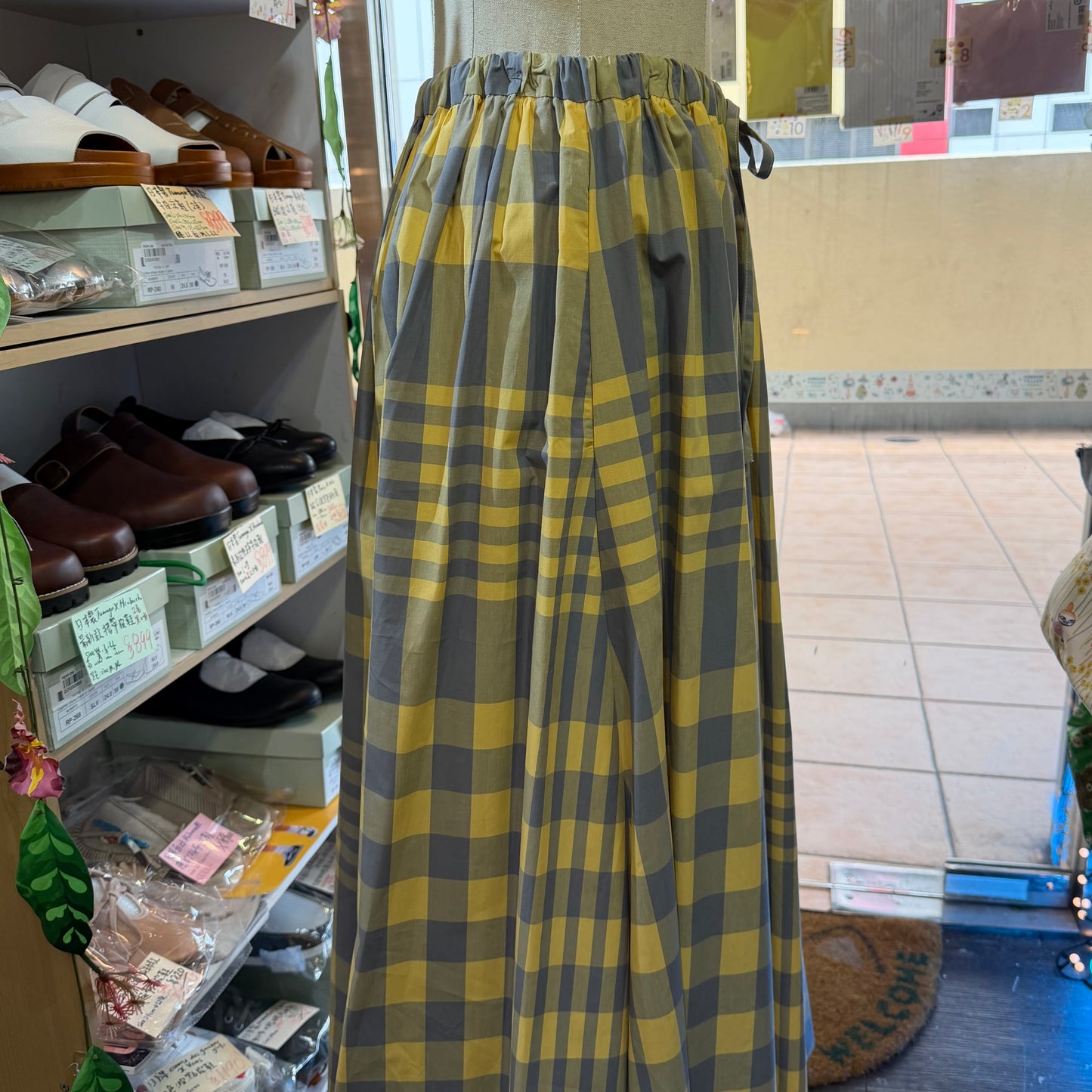 Vent d Ouest Checked Yellow Skirt, made in Japan