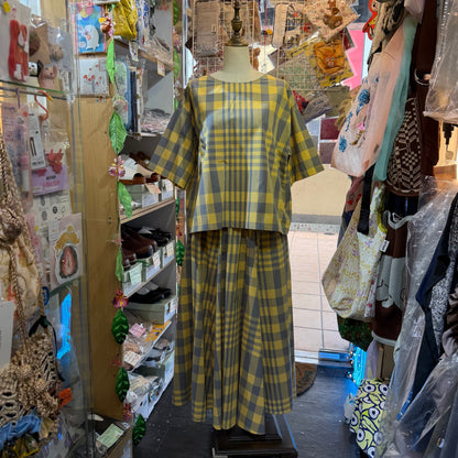 Vent d Ouest Checked Yellow Skirt, made in Japan