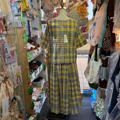 Vent d Ouest Checked Yellow Skirt, made in Japan