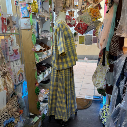 Vent d Ouest Checked Yellow Skirt, made in Japan