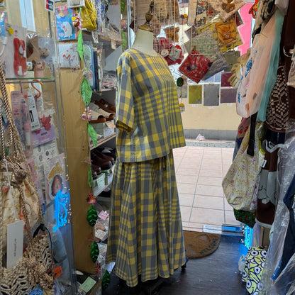 Vent d Ouest Checked Yellow Skirt, made in Japan