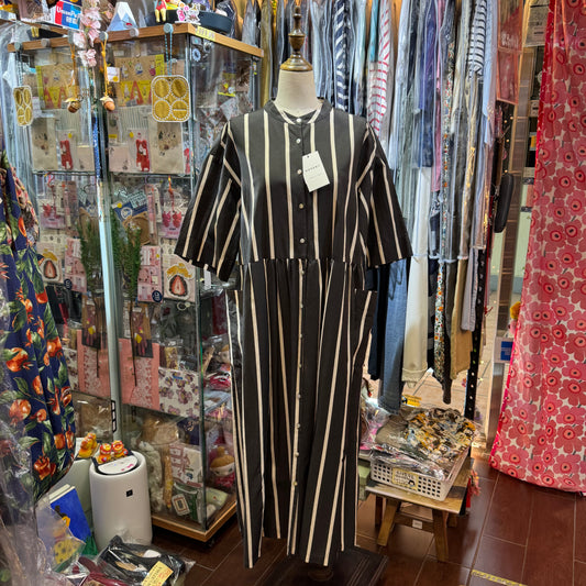 Ouvert Striped Black Dress, made in Japan