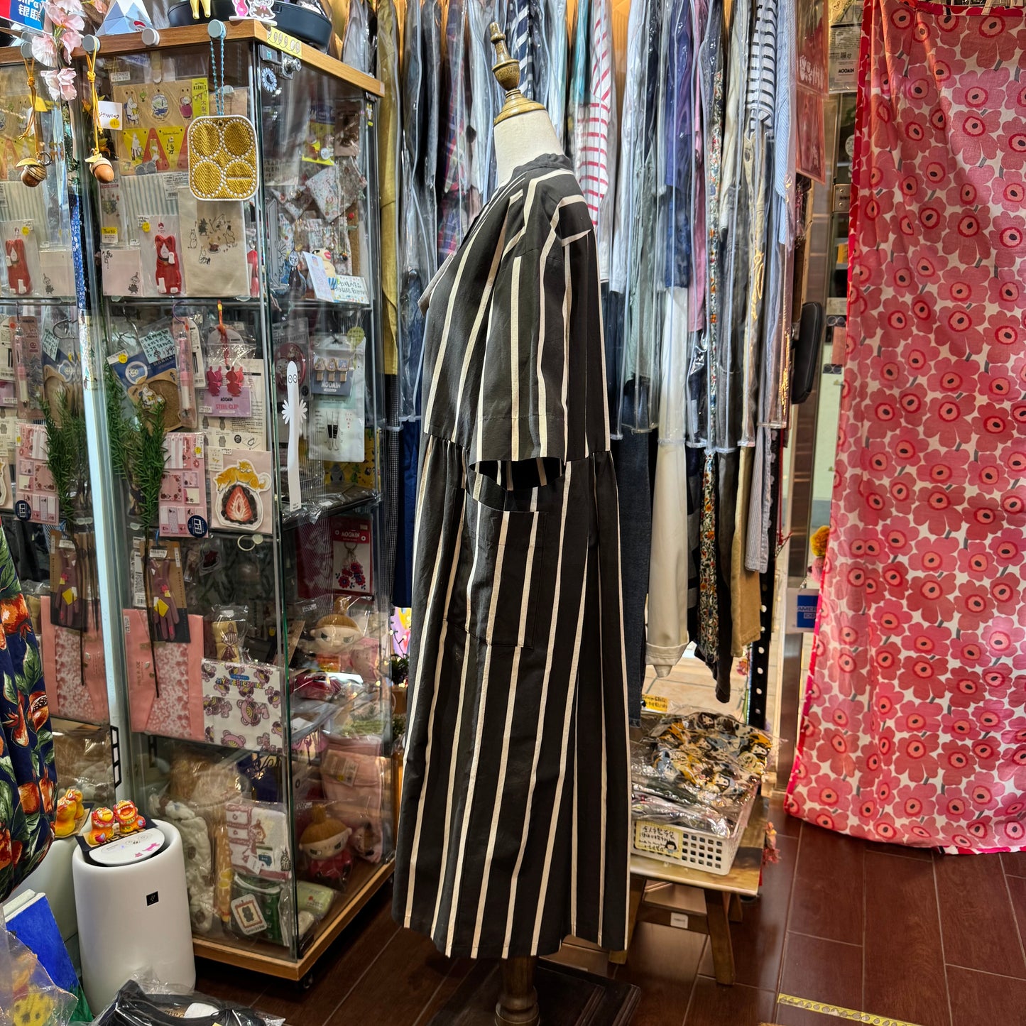 Ouvert Striped Black Dress, made in Japan