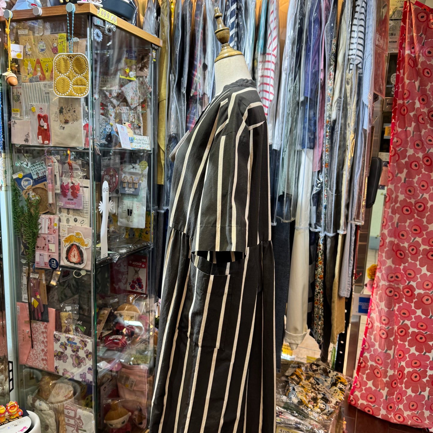 Ouvert Striped Black Dress, made in Japan