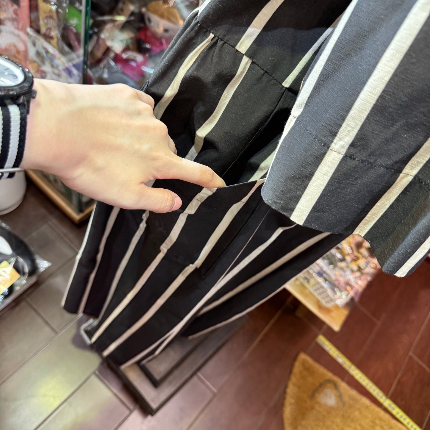 Ouvert Striped Black Dress, made in Japan