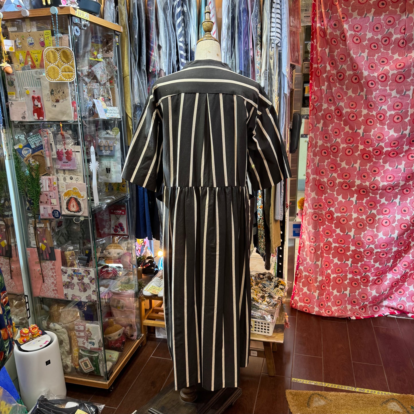 Ouvert Striped Black Dress, made in Japan