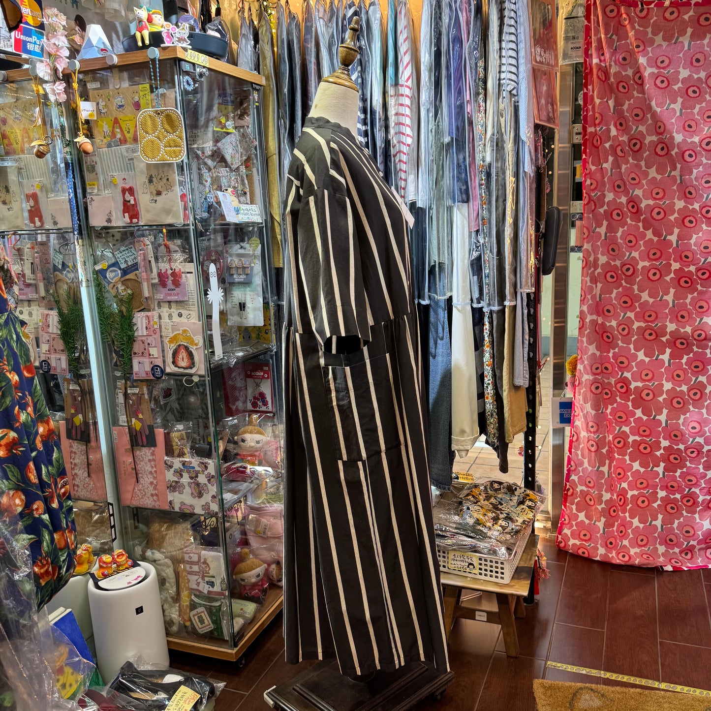 Ouvert Striped Black Dress, made in Japan