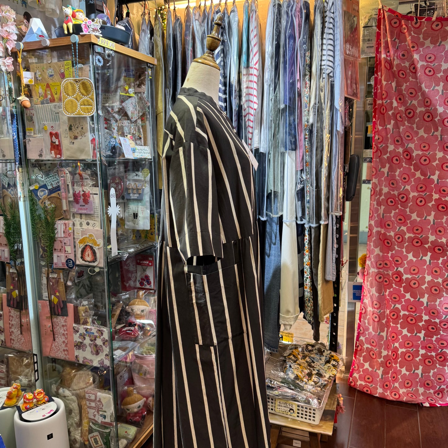 Ouvert Striped Black Dress, made in Japan