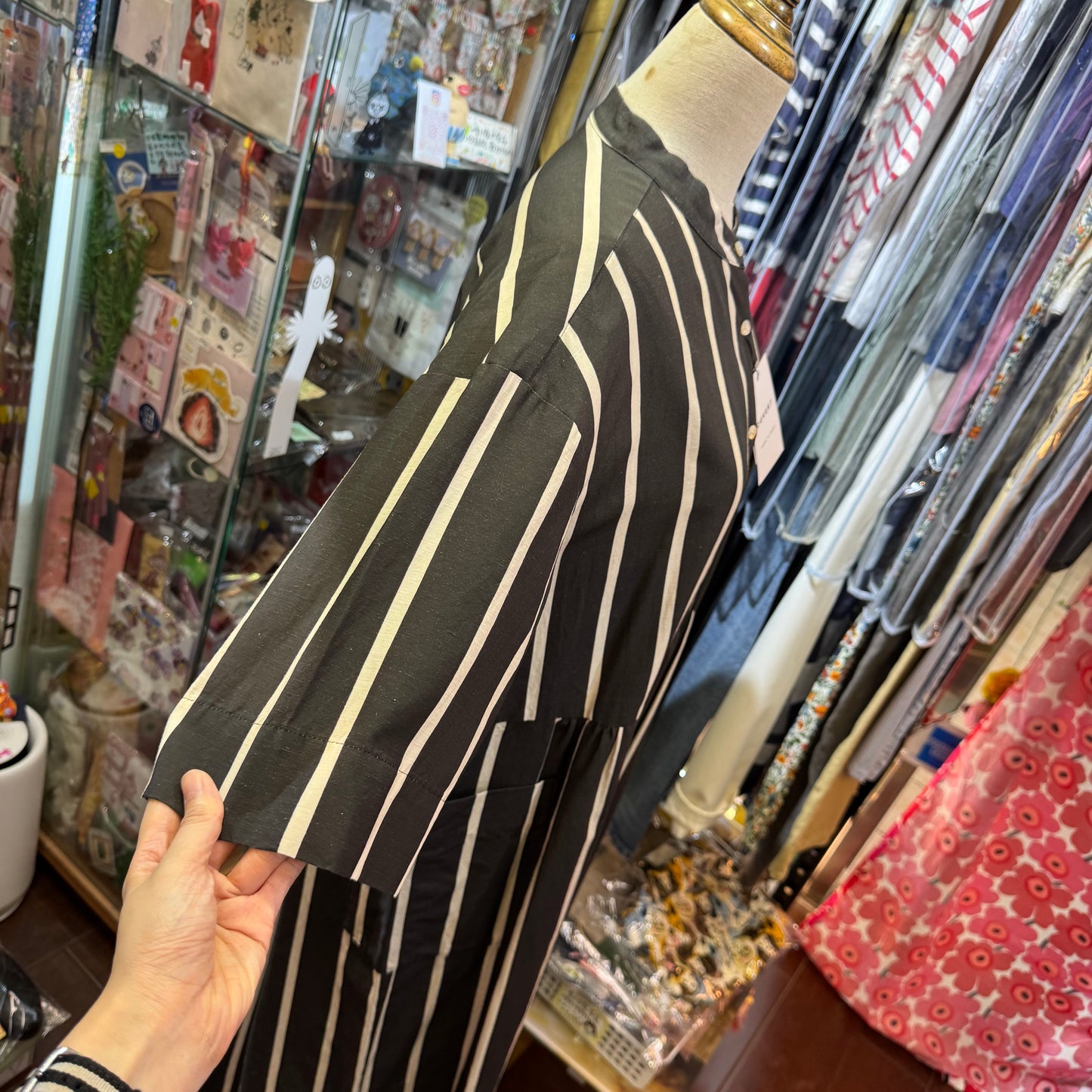 Ouvert Striped Black Dress, made in Japan
