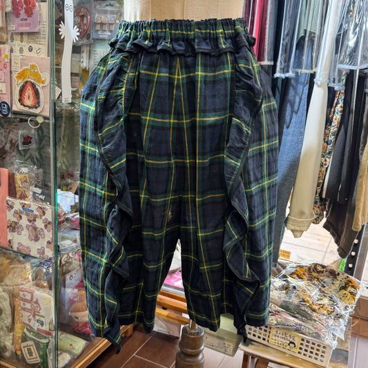 Drowse and yet… Green Checked Short Pants, made in Japan