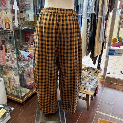 Estroislose Brown Checked Pants, made in Japan