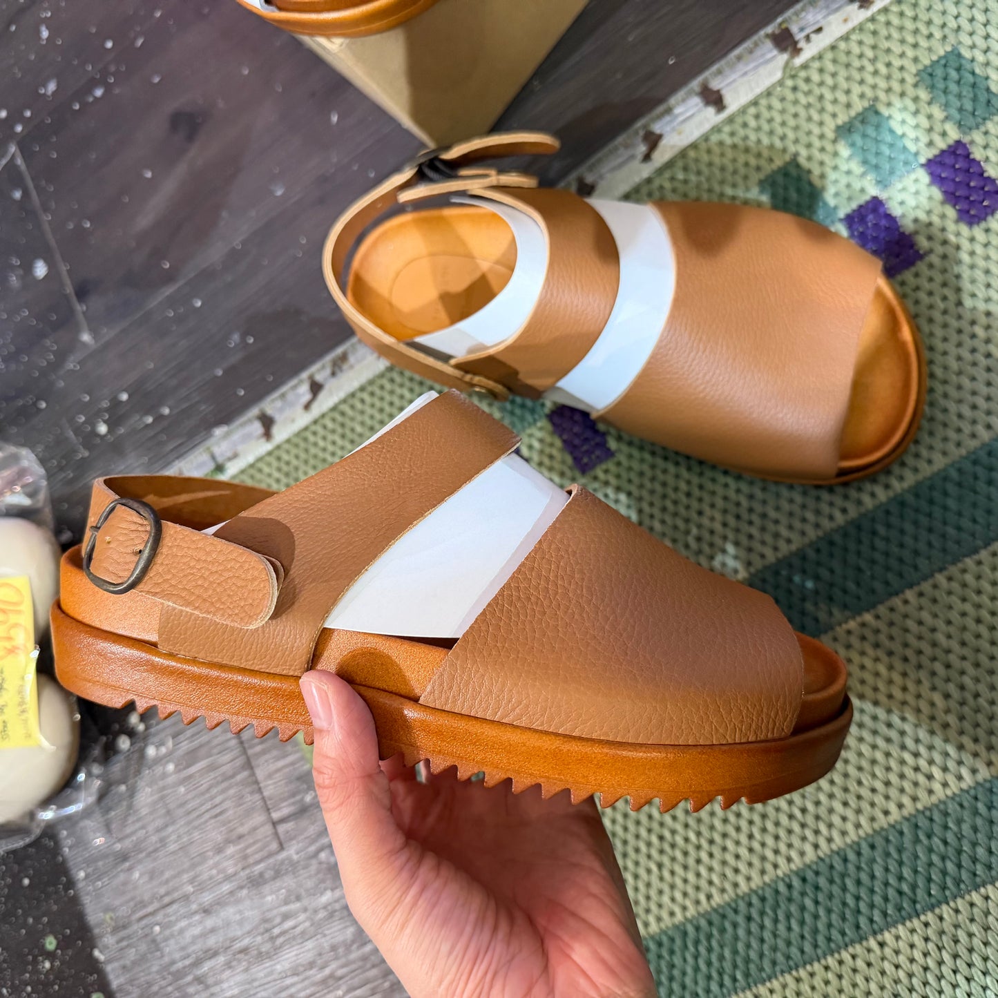Tumugu X Hcubuch  Leather Sandals, 2 Colors, 2 Styles; fraktur & welle, made in Japan