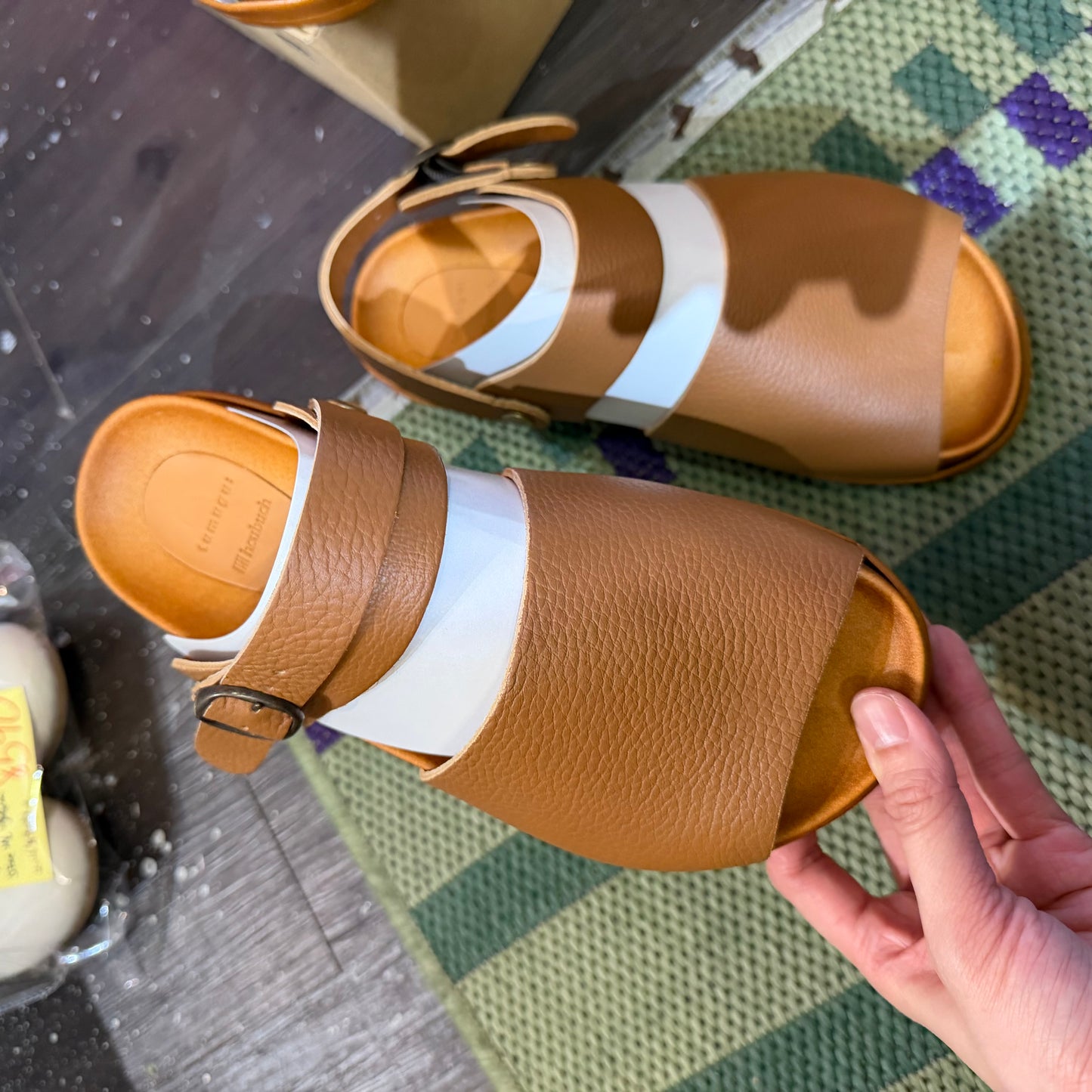 Tumugu X Hcubuch  Leather Sandals, 2 Colors, 2 Styles; fraktur & welle, made in Japan