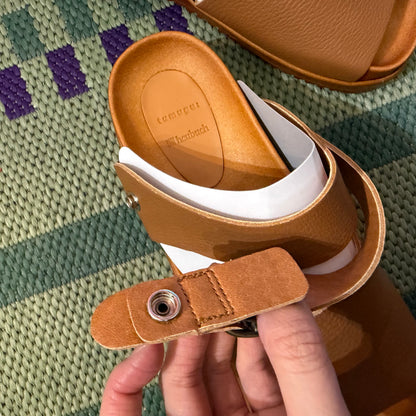 Tumugu X Hcubuch  Leather Sandals, 2 Colors, 2 Styles; fraktur & welle, made in Japan