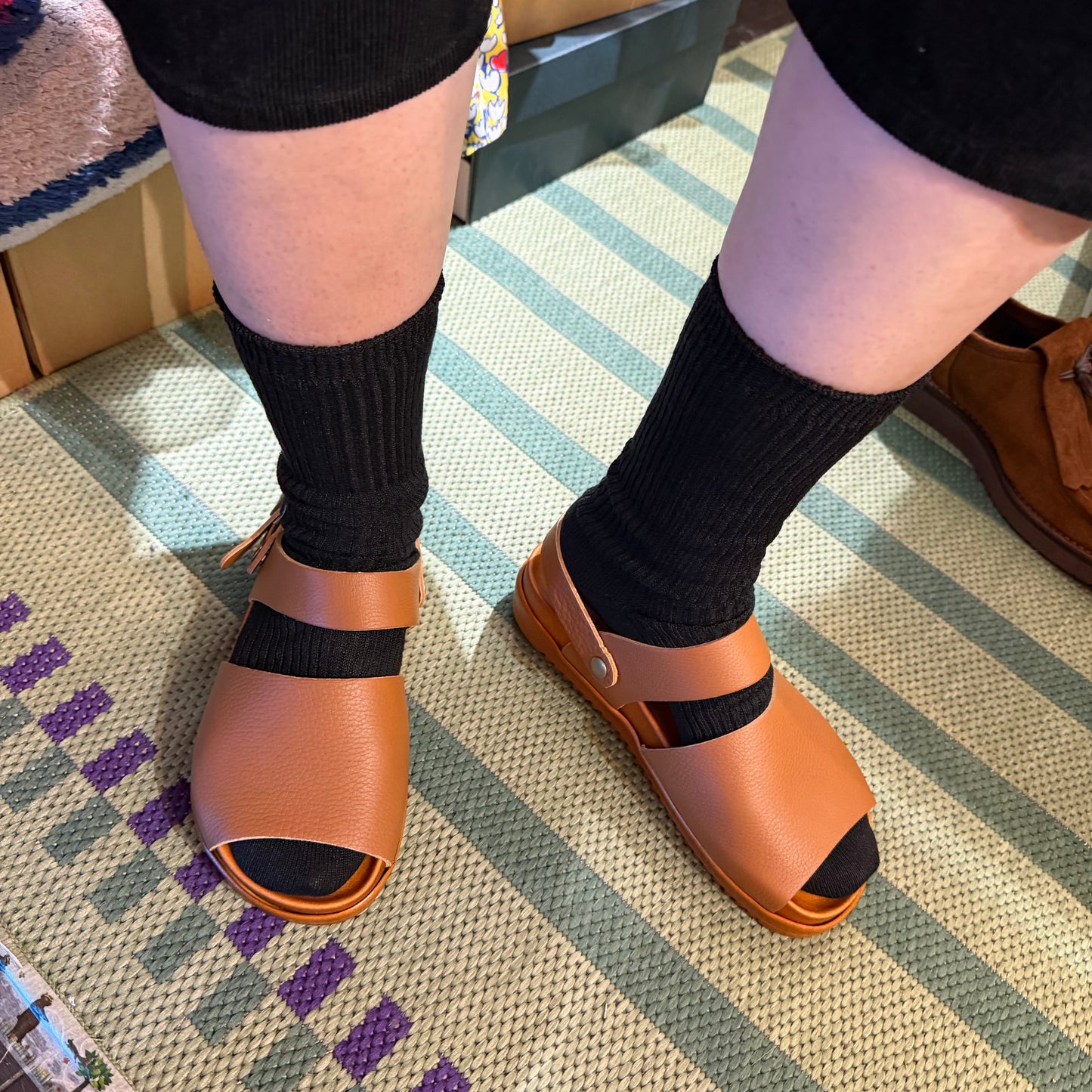 Tumugu X Hcubuch  Leather Sandals, 2 Colors, 2 Styles; fraktur & welle, made in Japan