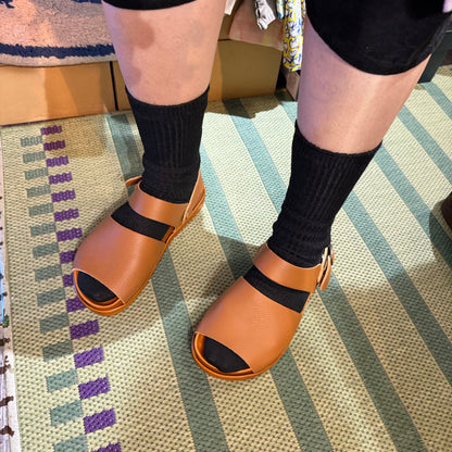 Tumugu X Hcubuch  Leather Sandals, 2 Colors, 2 Styles; fraktur & welle, made in Japan