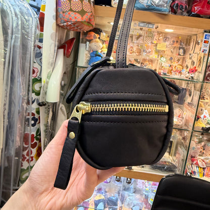 Ampersand Black Leather Cylinder Shoulder Bag, made in Japan