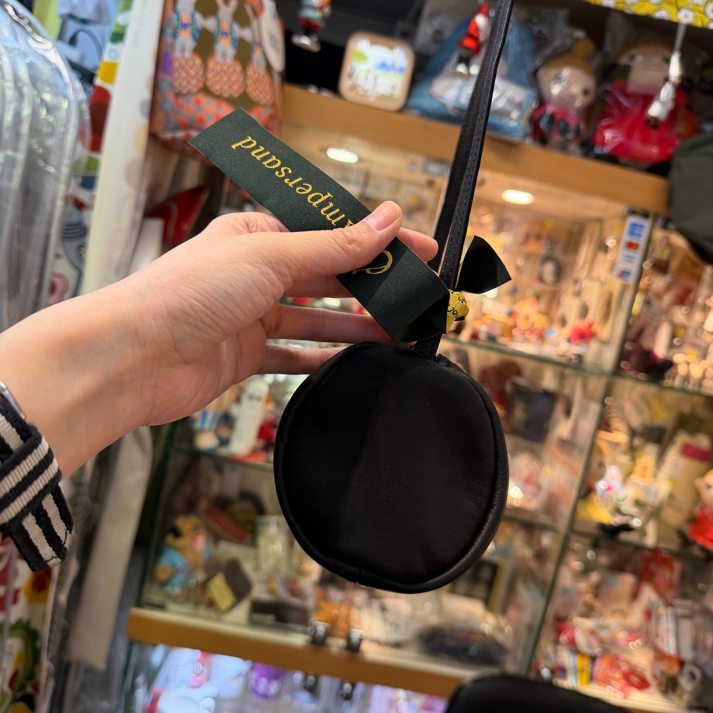 Ampersand Black Leather Cylinder Shoulder Bag, made in Japan