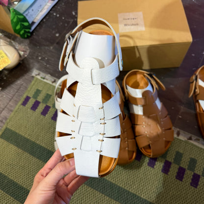 Tumugu X Hcubuch  Leather Sandals, 2 Colors, 2 Styles; fraktur & welle, made in Japan