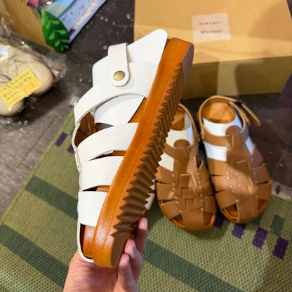 Tumugu X Hcubuch  Leather Sandals, 2 Colors, 2 Styles; fraktur & welle, made in Japan