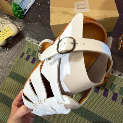 Tumugu X Hcubuch  Leather Sandals, 2 Colors, 2 Styles; fraktur & welle, made in Japan