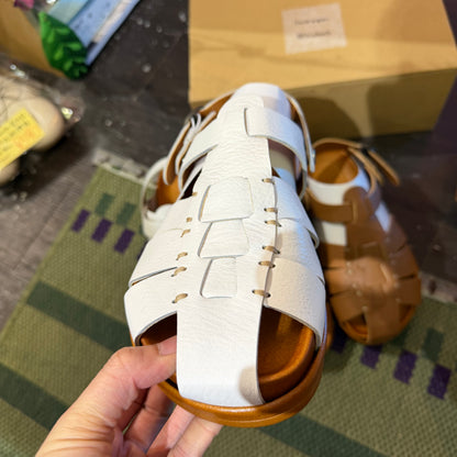 Tumugu X Hcubuch  Leather Sandals, 2 Colors, 2 Styles; fraktur & welle, made in Japan