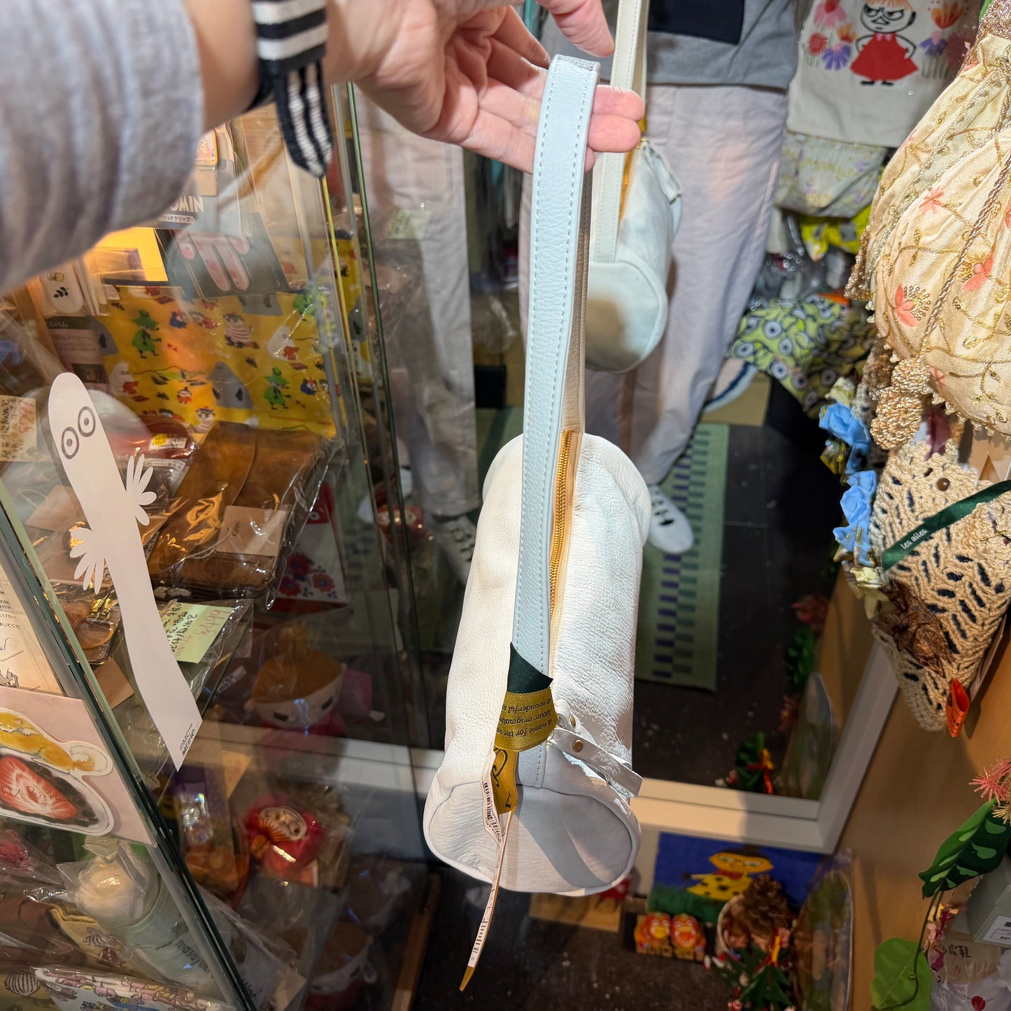 Sale- Ampersand Ivory Leather Bag, made in Japan