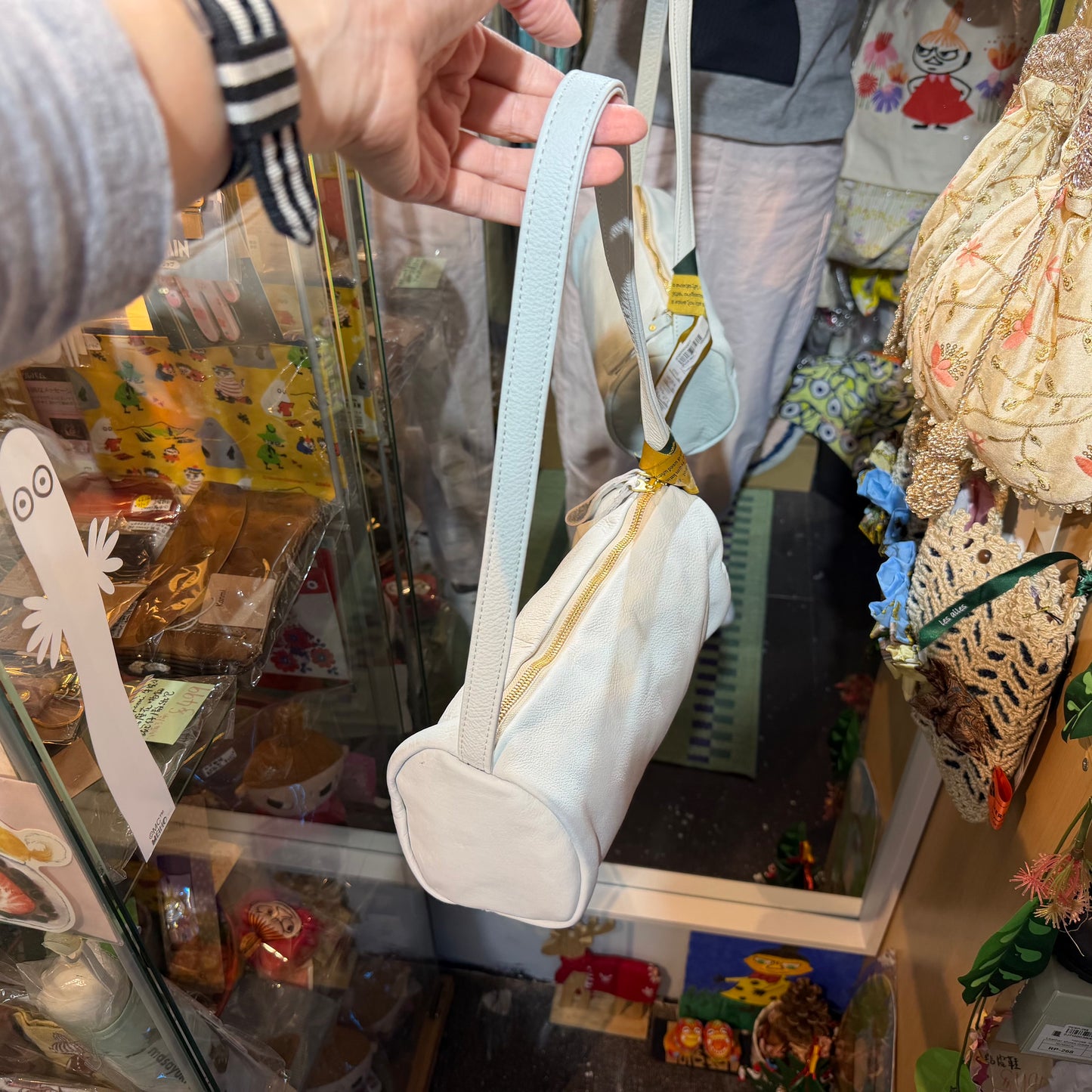 Sale- Ampersand Ivory Leather Bag, made in Japan