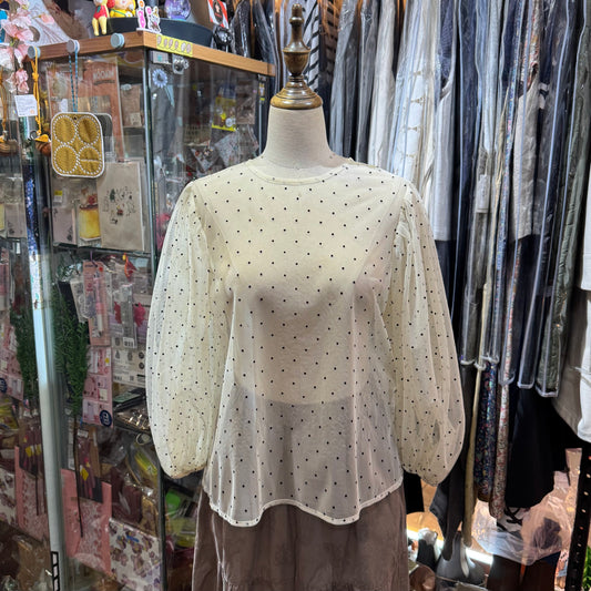 Sale- Fig London Polka Ivory See-through Top