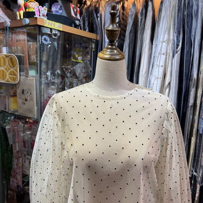 Sale- Fig London Polka Ivory See-through Top