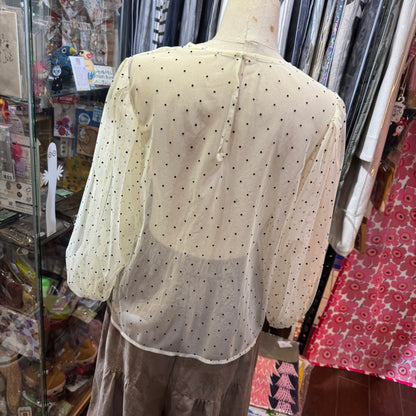 Sale- Fig London Polka Ivory See-through Top