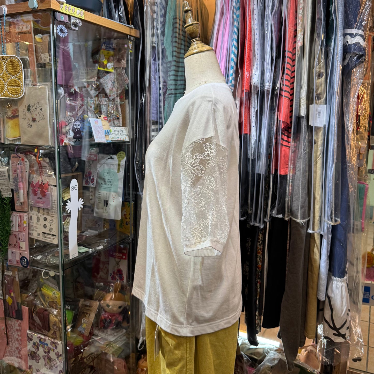 Lueuf Lace Sleeves White Top, made in Japan