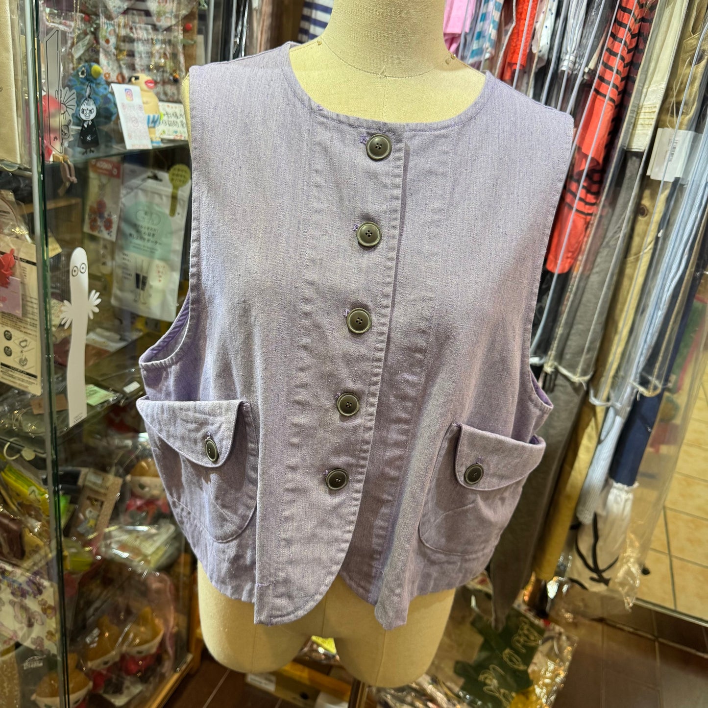 Tumugu Lavender Vest Top, made in Japan