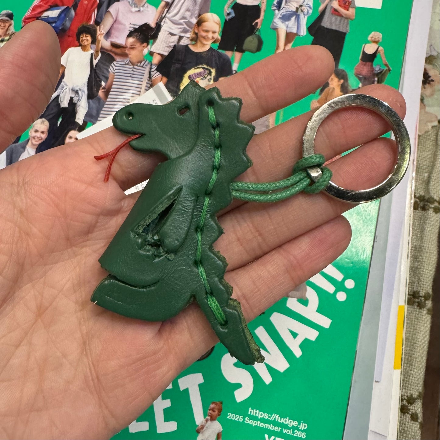 Couiera Dinosaur Cowhide Key Ring,  made in Japan
