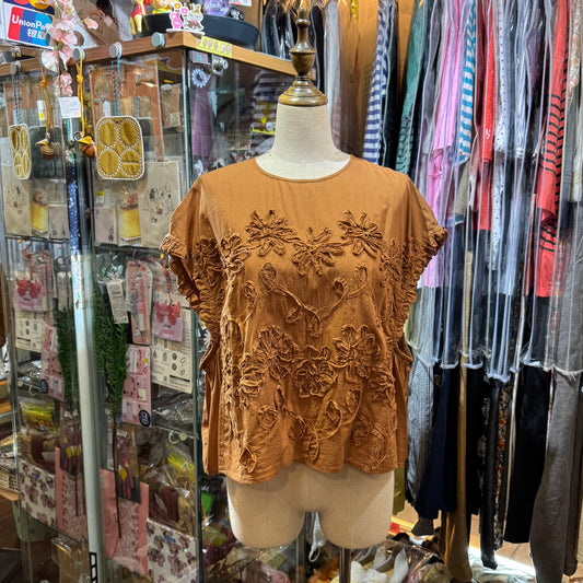 Tumugu Caramel Embroidered Cotton Vest Pullover, made in India