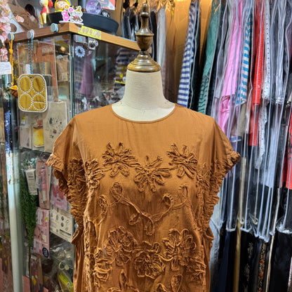 EXTRA30- Tumugu Caramel Embroidered Cotton Vest Pullover, made in India