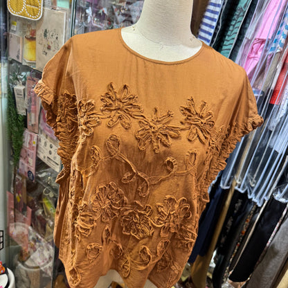 EXTRA30- Tumugu Caramel Embroidered Cotton Vest Pullover, made in India