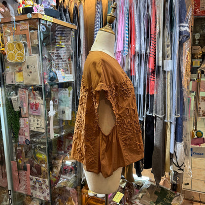 EXTRA30- Tumugu Caramel Embroidered Cotton Vest Pullover, made in India