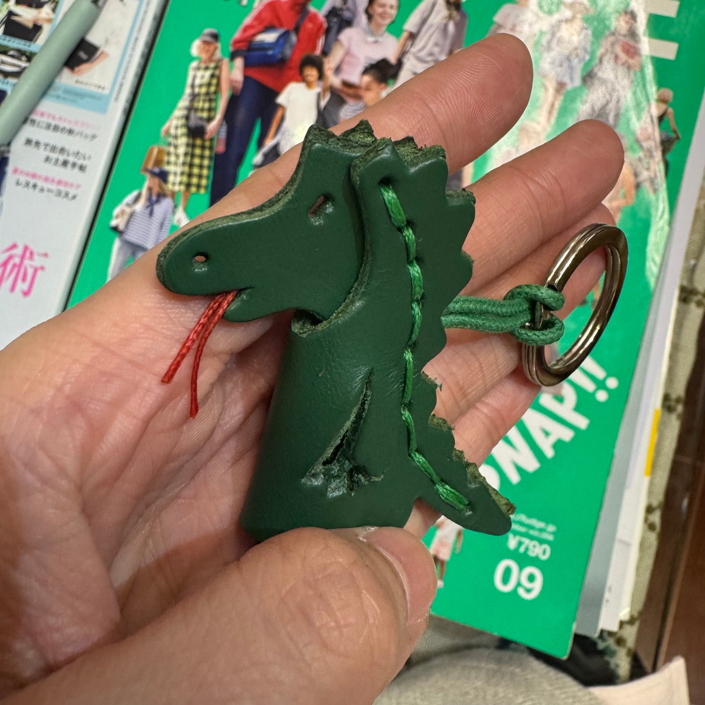 Couiera Dinosaur Cowhide Key Ring,  made in Japan