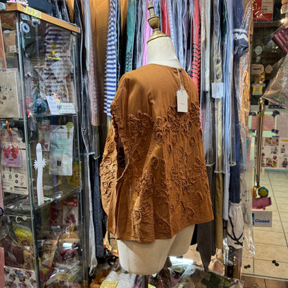 EXTRA30- Tumugu Caramel Embroidered Cotton Vest Pullover, made in India