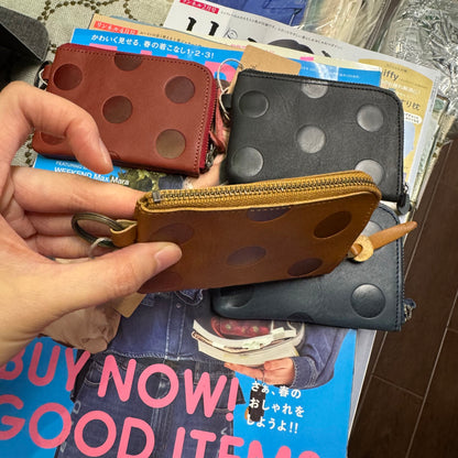 Kanmi Polka Leather Pouch, 4 Colors, made in Japan