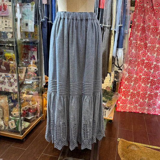 EXTRA20- Ichi Blue Lace Long Skirt