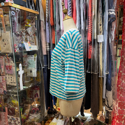Sale- Nouvelles du paradis Blue Striped T-shirt, made in Japan