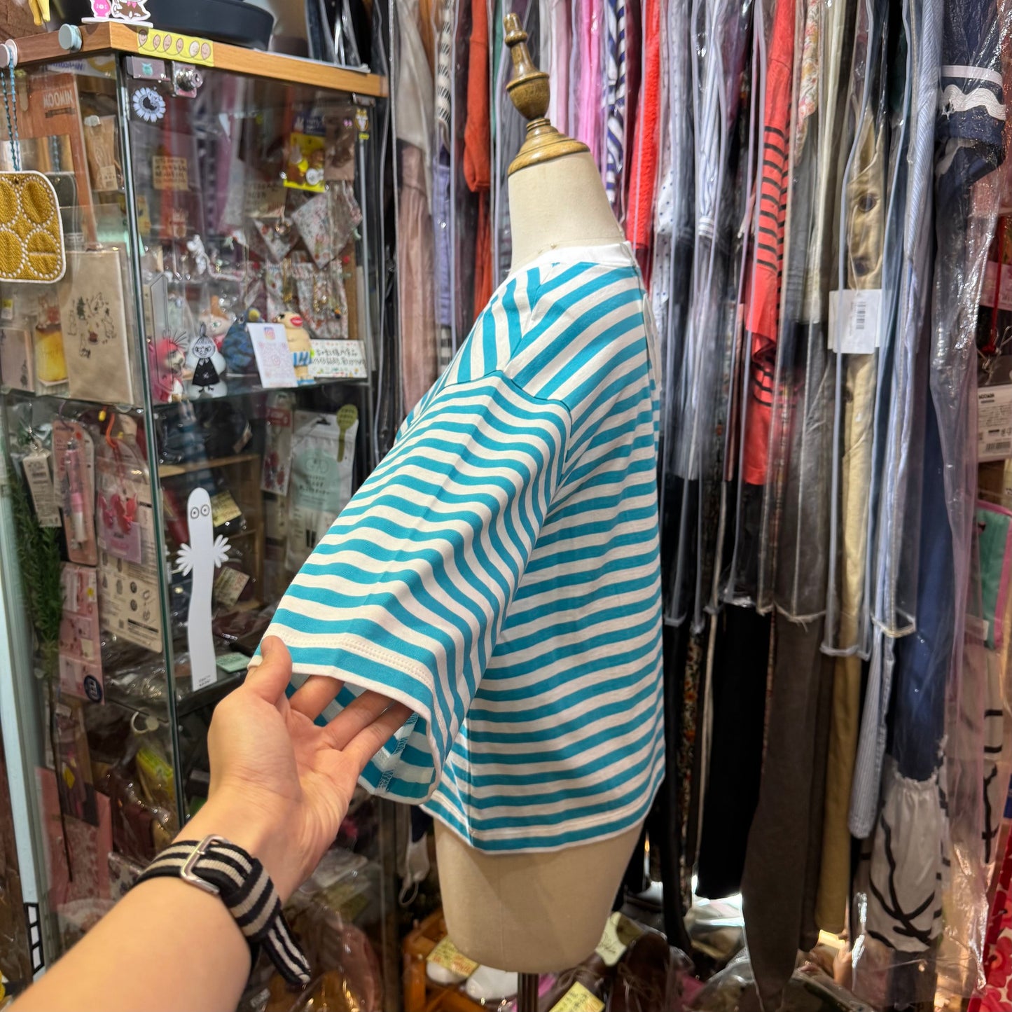 Nouvelles du paradis Blue Striped T-shirt, made in Japan