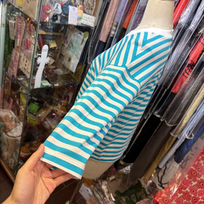 Sale- Nouvelles du paradis Blue Striped T-shirt, made in Japan